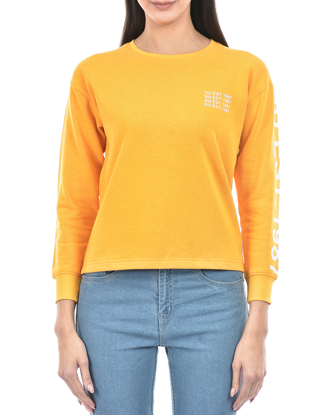 Numero Uno Women Typography Yellow Sweat Shirt